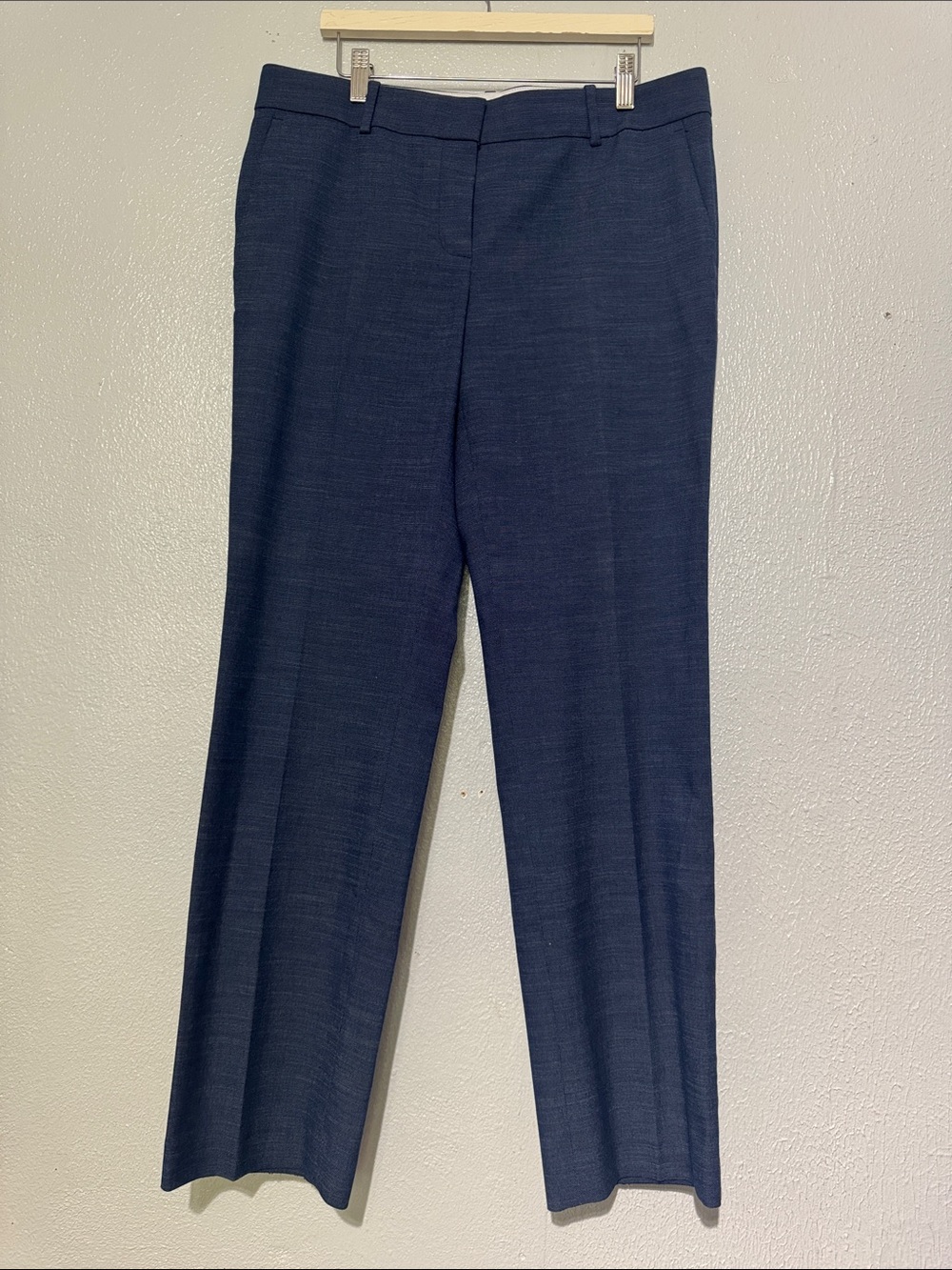 Ann Taylor Blue Textured Ankle Trousers Straight Leg Dress Pants Size 8